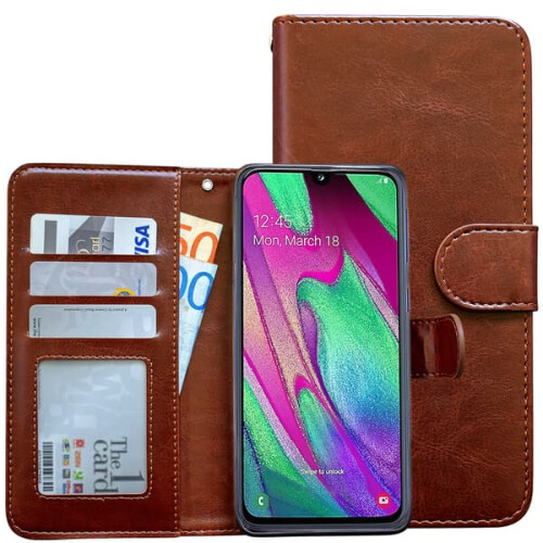 Capa de couro preta compatível com Samsung Galaxy A40 / Proteção 1