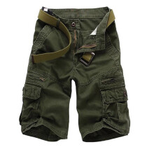 Calções cargo masculinos com cinto, abaixo do joelho, tamanhos regular e grande/alto.