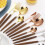 Stainless Steel Flatware Set Wood Handle Matte Gold 16-Piece 6