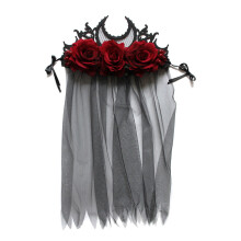 Bandeau gothique avec voile noir et tiare baroque