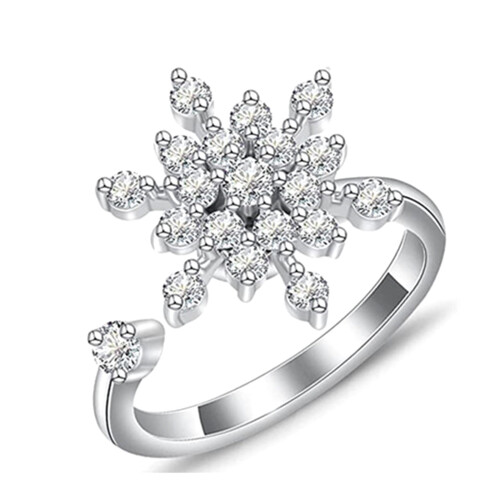 Δαχτυλίδι Snowflake Spinner Ρυθμιζόμενο για Ανακούφιση από το Στρες, Στοιβαζόμενο