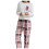 Dame flannel pyjamassæt med lange ærmer, ternet, 2 dele 1