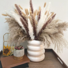 Bouquet d'herbes de la pampa, fleurs séchées naturelles, 110 pièces, 43 cm (17 pouces)