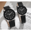 Classic black dial PU quartz watch unisex 2