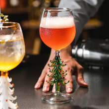 Verre à vin sapin de Noël en borosilicate vert incassable