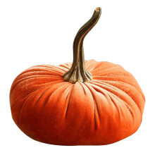 Velvet Pumpkin Decor Orange 8 Inch 1 Piece