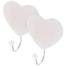 Ganchos de pared blancos con forma de corazón para decoración y llaves (2 unidades)