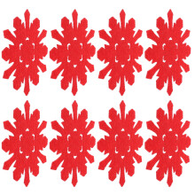 Rote Filz-Weihnachtsuntersetzer mit Schneeflockenmotiv, 8 Stück