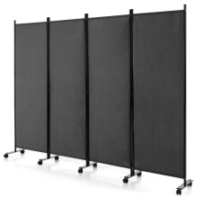 Szobaelválasztó panel, szürke, 4 paneles, összecsukható, 1,8 méteres
