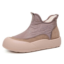 Khaki gevoerde damessnowboots met dikke zool