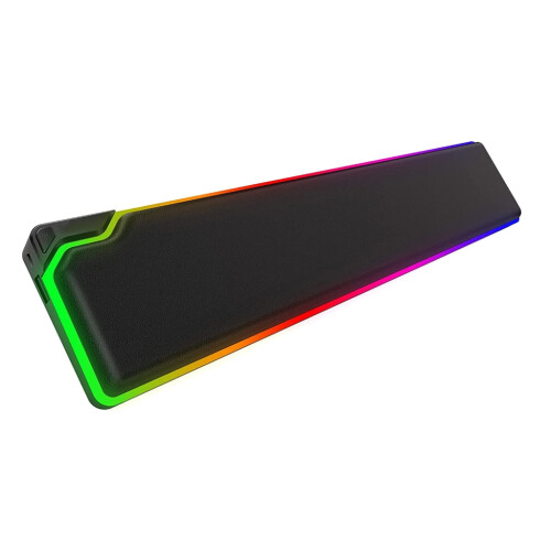 Apoio de pulso para teclado e mouse em espuma viscoelástica com iluminação LED RGB.