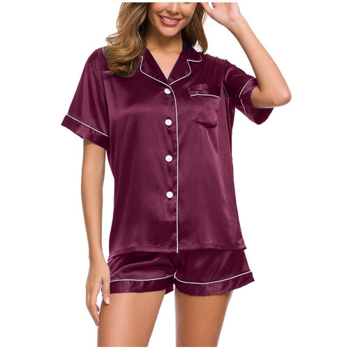 Silke-satin pyjamassæt til kvinder, 2 dele