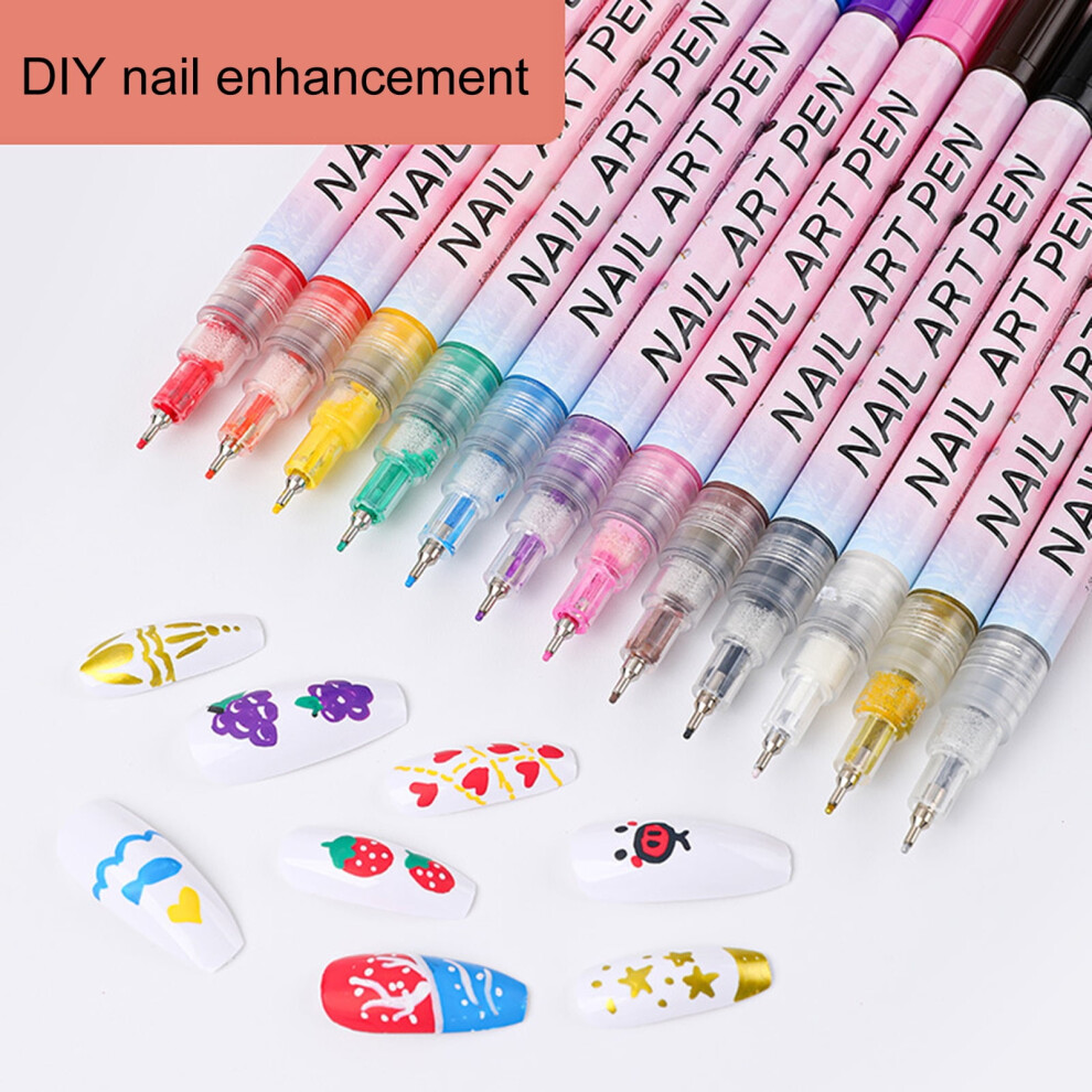 Nail Art Pen 0.5mm Tip 12 Colors Waterproof