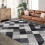 Plaid Runner Rug Machine Washable 4x6 ft Black White 1