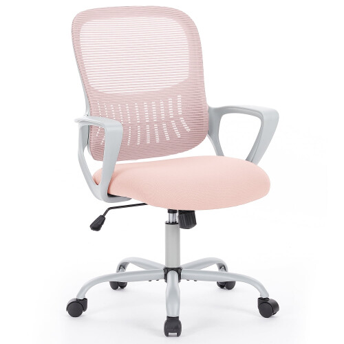 Ergonomic Desk Chair with Lumbar Support 250 lbs Pink