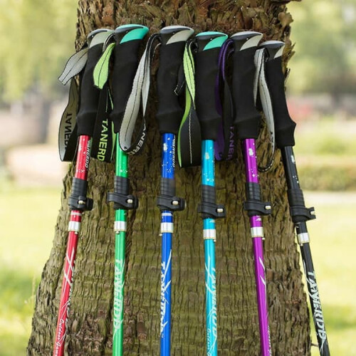 Hiking Pole Foldable Antishock Blue 5-Piece 95-110cm 1