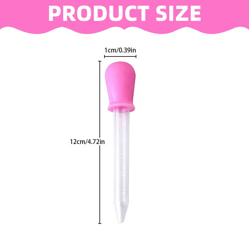 Pink Silicone Dropper 5ml 5 Pcs 2