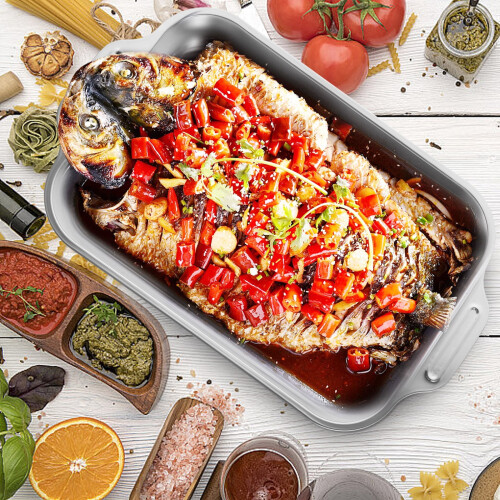 Stainless Steel Roasting Pan Rectangular 13.5x9.5 inches 2