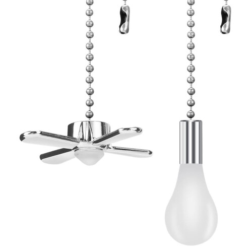 Ceiling Fan Pull Chain Frosted Glass 12 Inch Silver 1