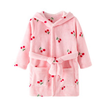 Flanell-Bademantel-Pyjama mit Kapuze für Kleinkinder, rosa, Größe 7-8 Jahre