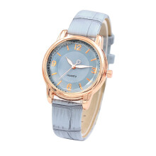 Blue glass women's quartz watch with leather strap 3.8 inch