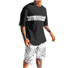 Heren 2-delige sportshortset, slim fit, ronde hals