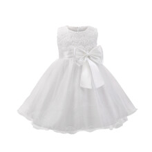 Ärmelloses Prinzessinnenkleid für Mädchen mit Schleife, Spitze und Netzstoff