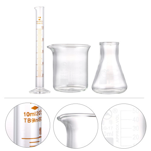 Set van 3 glazen maatcilinders