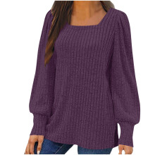 Lenago damespullover met lange mouwen, plus size, effen kleur