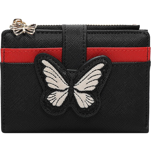 Dame Butterfly PU-læder bifold-pung med lynlåsmønt