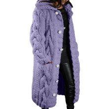 Azrian Damen-Strickjacke mit Zopfmuster und Taschen