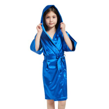 Kids' silk satin hooded bathrobe blue size 4-5 years