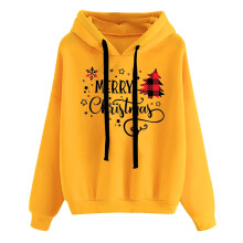 Gelbes Damen-Weihnachts-Sweatshirt mit Rundhalsausschnitt