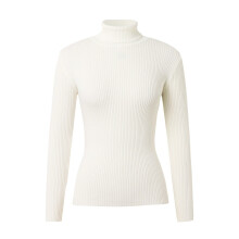 Weißer, locker gestrickter Damen-Rollkragenpullover aus Fleece