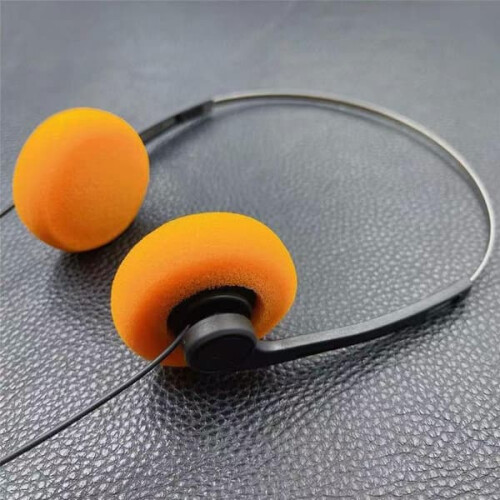 Retro Wired Headphones 80s 90s Style Orange 1