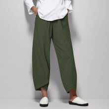 Women's cotton palazzo pants high-waisted loose fit