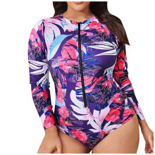 Follure dames plus size badpak met lange mouwen en print