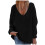 Damen-Winterstrickpullover mit V-Ausschnitt, einfarbig schwarz 1