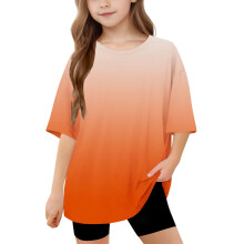 Oranje topje met korte mouwen en kleurverloop voor peutermeisjes, maat 8