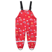 Regenbroek/jumpsuit voor peuters, softshell model, watermeloenrood