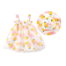 Kleinkind Mädchen Baumwolltüllkleid mit Blumenmuster, Gelb, Größe