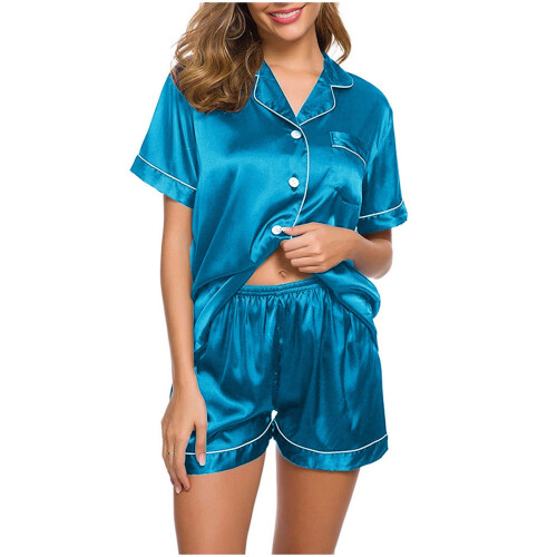 Women's silk satin pajama set two-piece 2