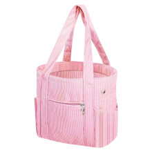 Damväska i manchester med utvändiga fickor, rosa