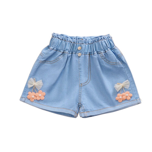 Jeansshorts für Mädchen mit Blumenmuster, Größe 4-12