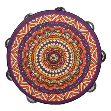Wooden Tambourine 10 Inch with 16 Metal Jingles