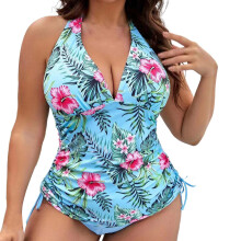 Bloemenprint tankini set voor dames in grote maten, 2-delig