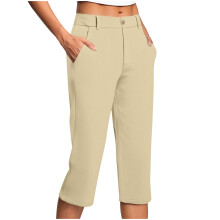 Calça Capri Feminina de Cintura Alta com Bolsos e Tecido Elástico