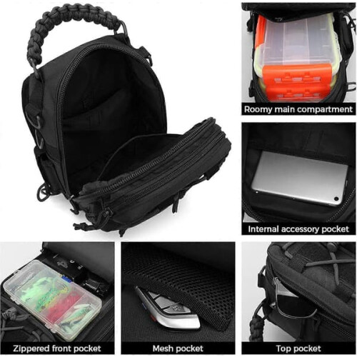 Fishing backpack with rod holder and equipment storage 2