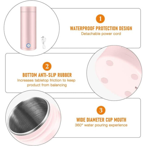 Mini portable electric kettle pink 0.6L 2