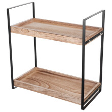 Étagère en bois à 2 niveaux OUNONA pour articles de toilette